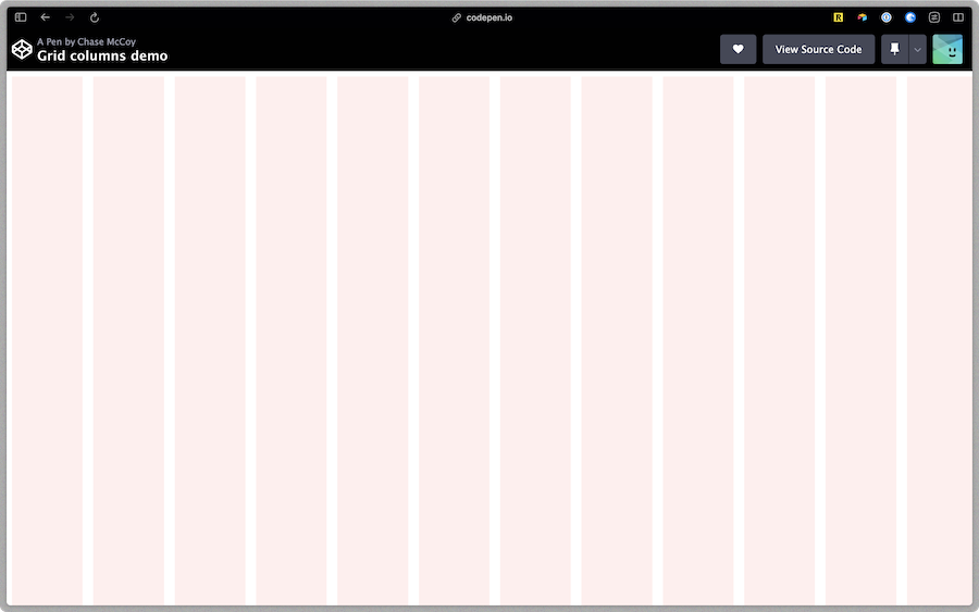 A screenshot of a webpage showing a 12 column grid.
